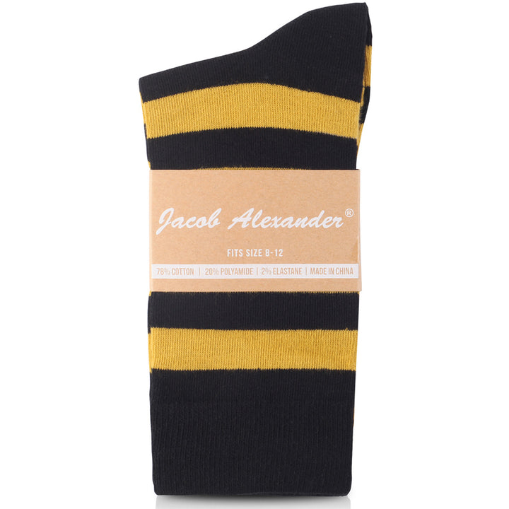 College Stripe Black & Gold Crew Socks
