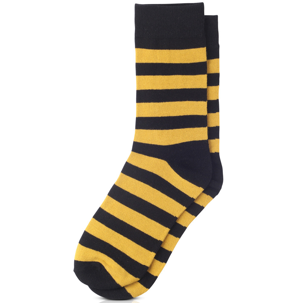 College Stripe Black & Gold Crew Socks