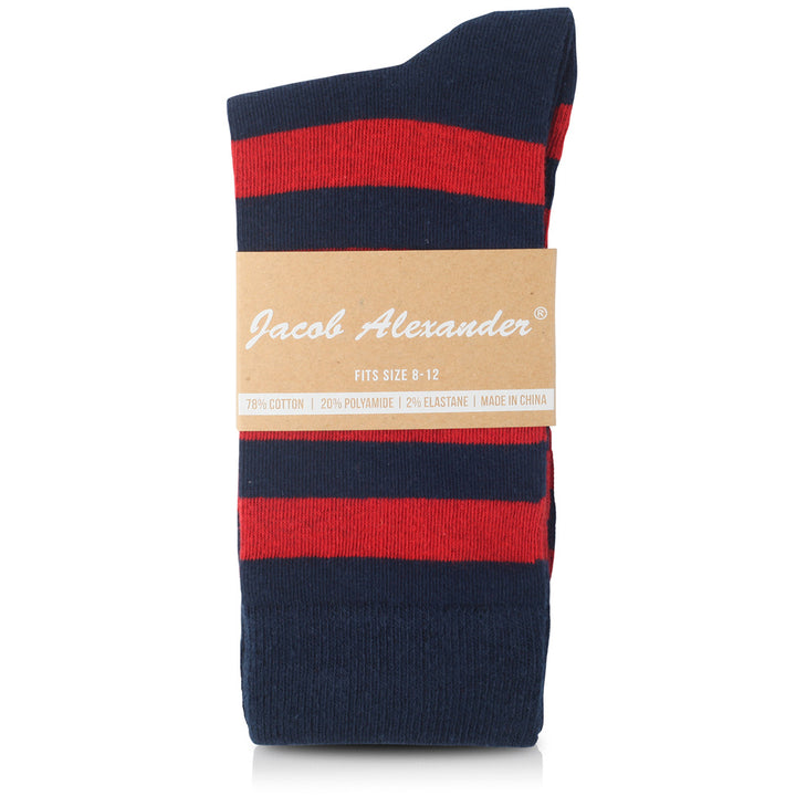 College Stripe Navy Blue & Red Crew Socks