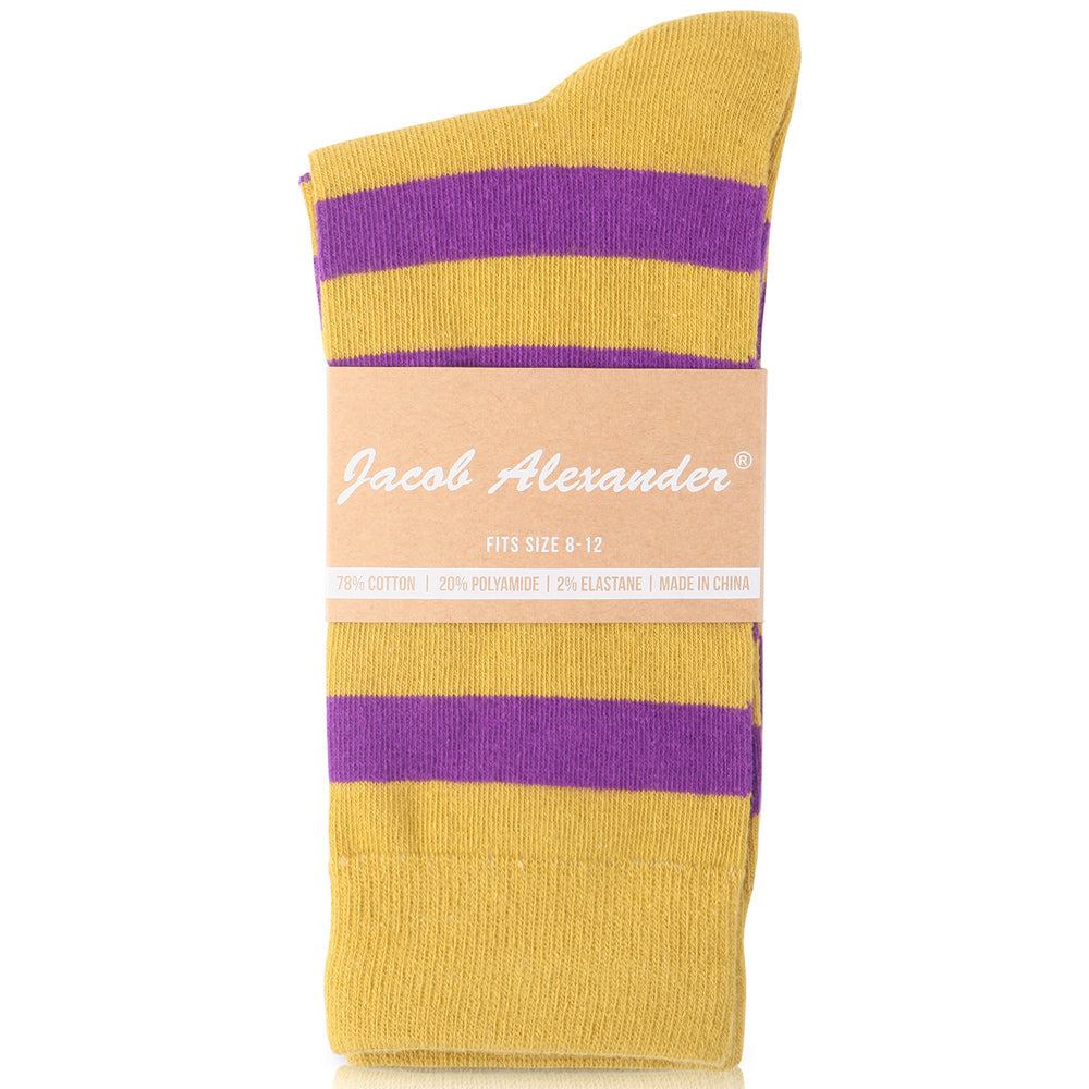 College Stripe Gold & Purple Crew Socks