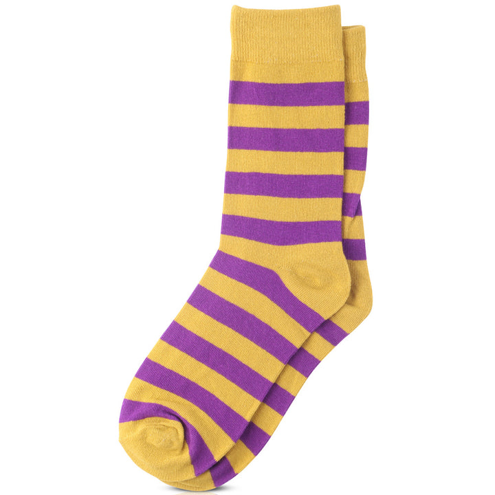 College Stripe Gold & Purple Crew Socks