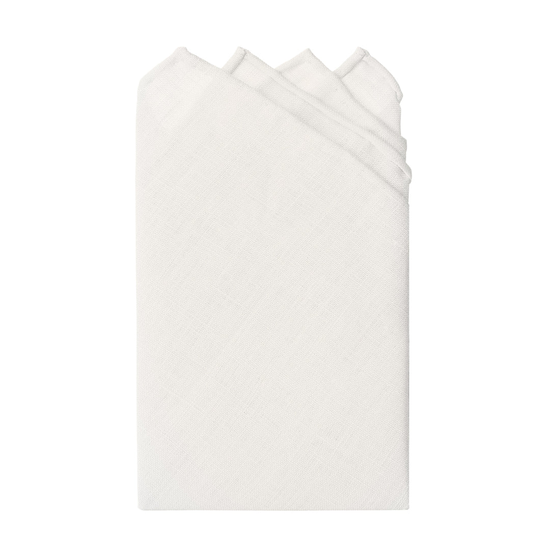 Solid Linen Pocket Square - White