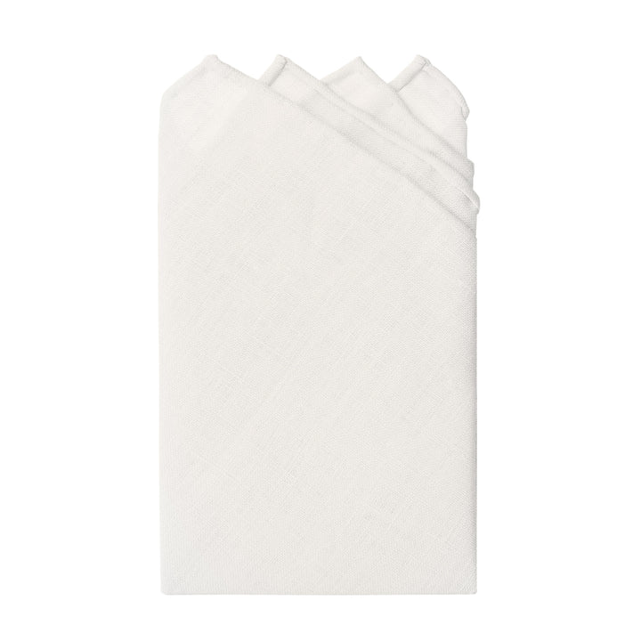 Solid Linen Pocket Square - White