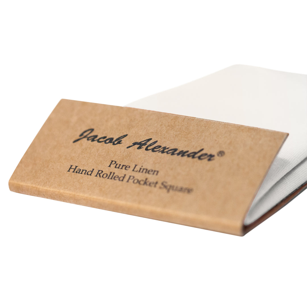 Solid Linen Pocket Square - White