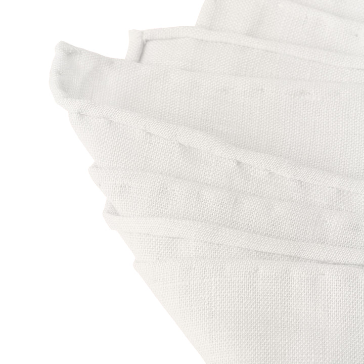 Solid Linen Pocket Square - White