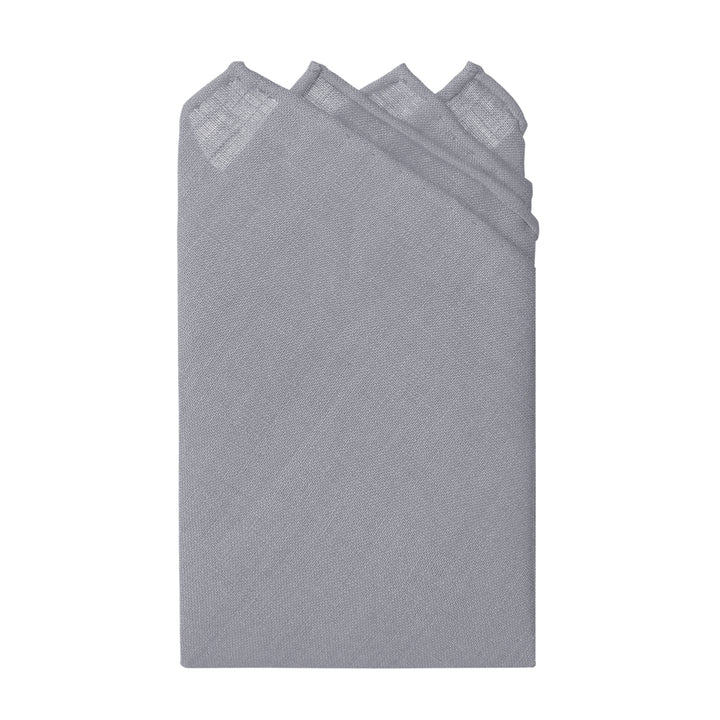 Solid Linen Pocket Square - Silver