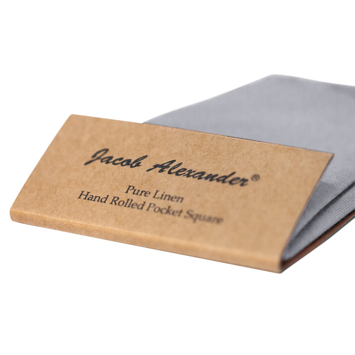 Solid Linen Pocket Square - Silver