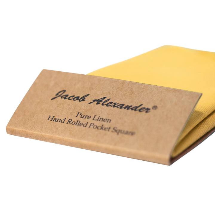 Solid Linen Pocket Square - Gold