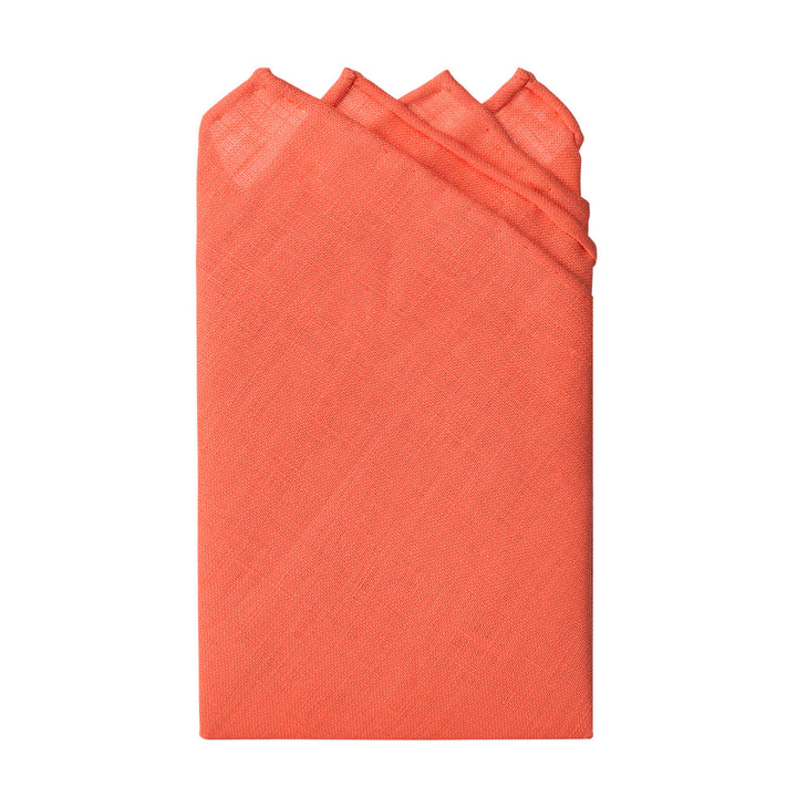 Solid Linen Pocket Square - Coral