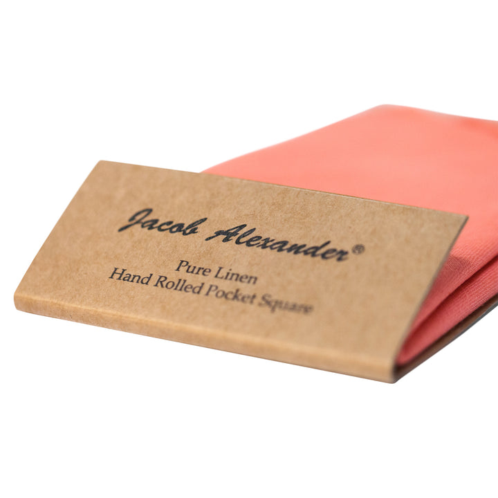 Solid Linen Pocket Square - Coral