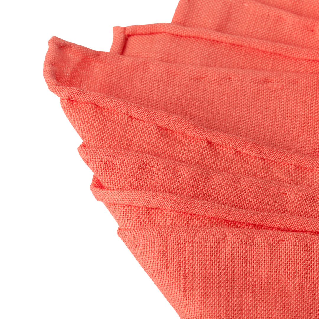 Solid Linen Pocket Square - Coral