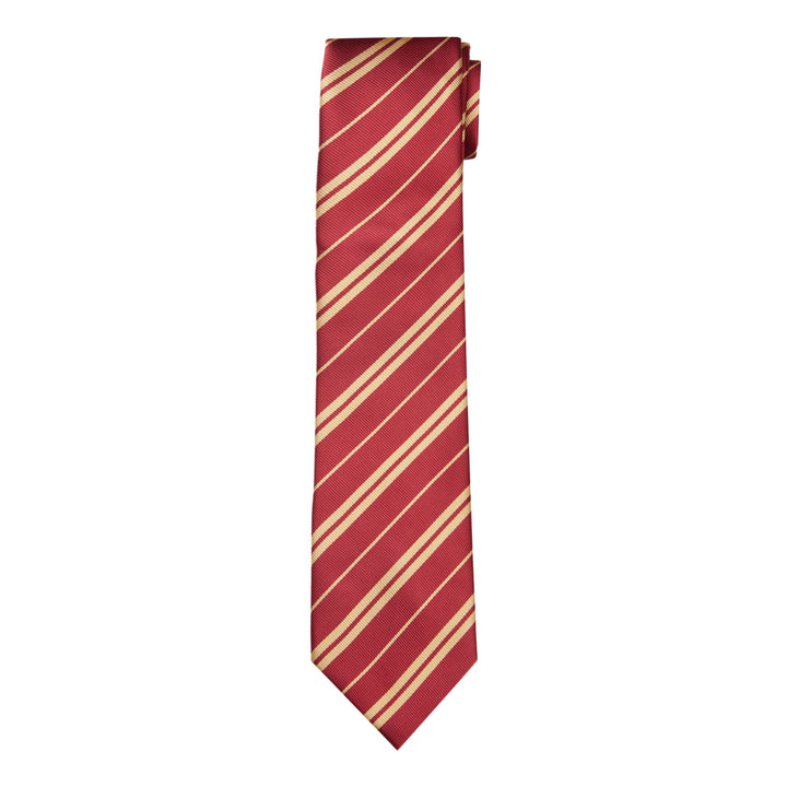 Double Gold Stripe Tie - Burgundy