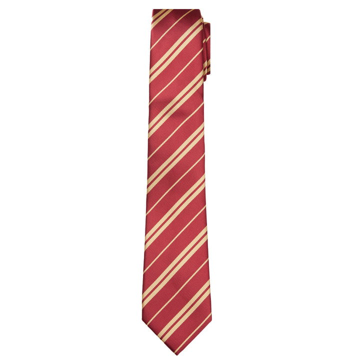 Kid's Prep Double Gold Stripe Tie - Burgundy