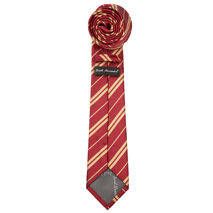 Kid's Prep Double Gold Stripe Tie - Burgundy
