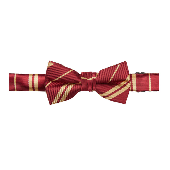 Kid's Double Gold Stripe Banded Bow Tie - Burgundy