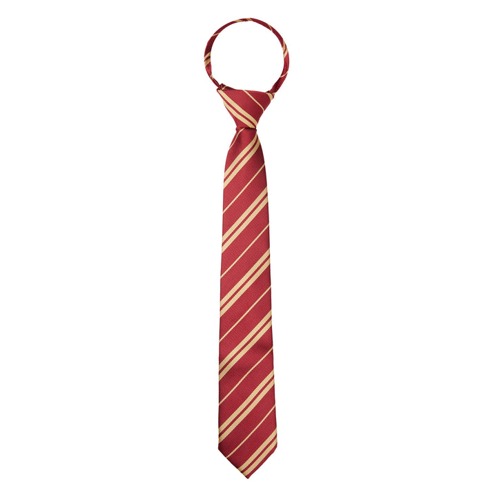 Kid's Double Gold Stripe 14" Zipper Tie - Burgundy