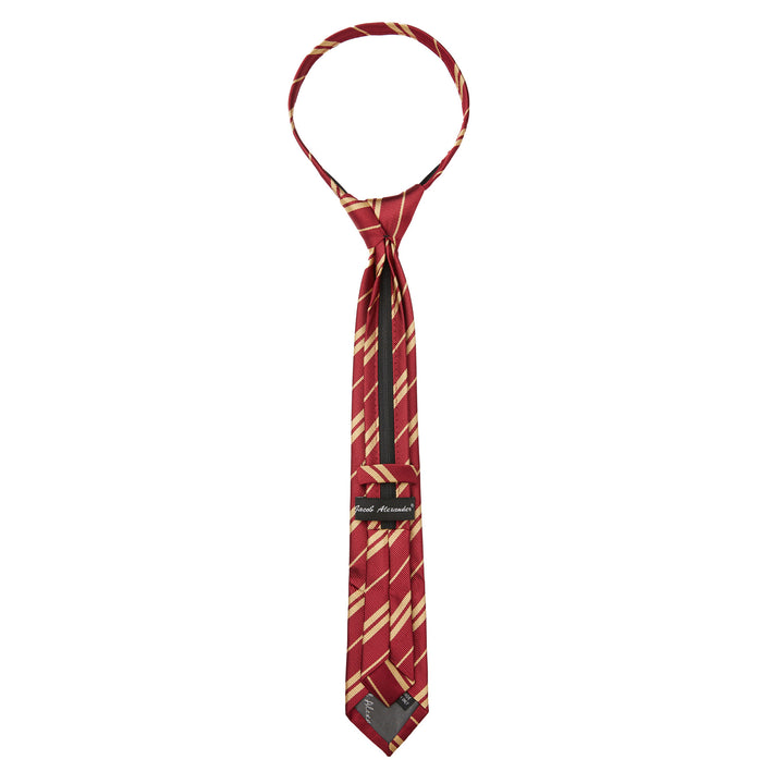 Kid's Double Gold Stripe 14" Zipper Tie - Burgundy