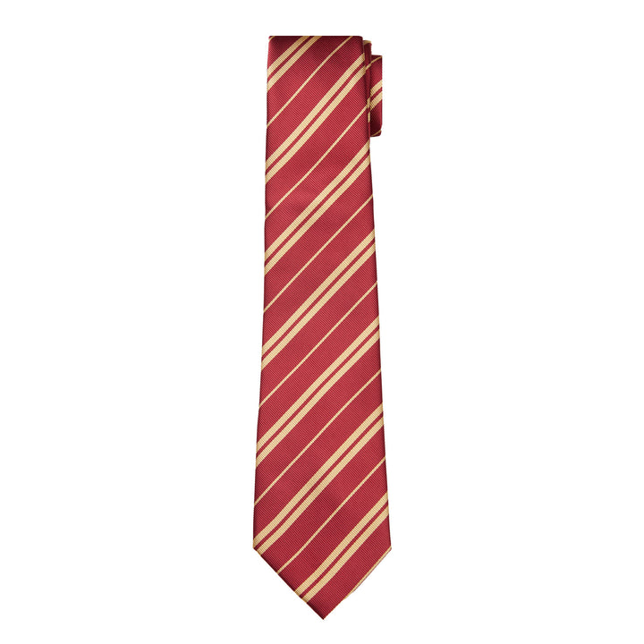 Double Gold Stripe Extra Long Tie - Burgundy