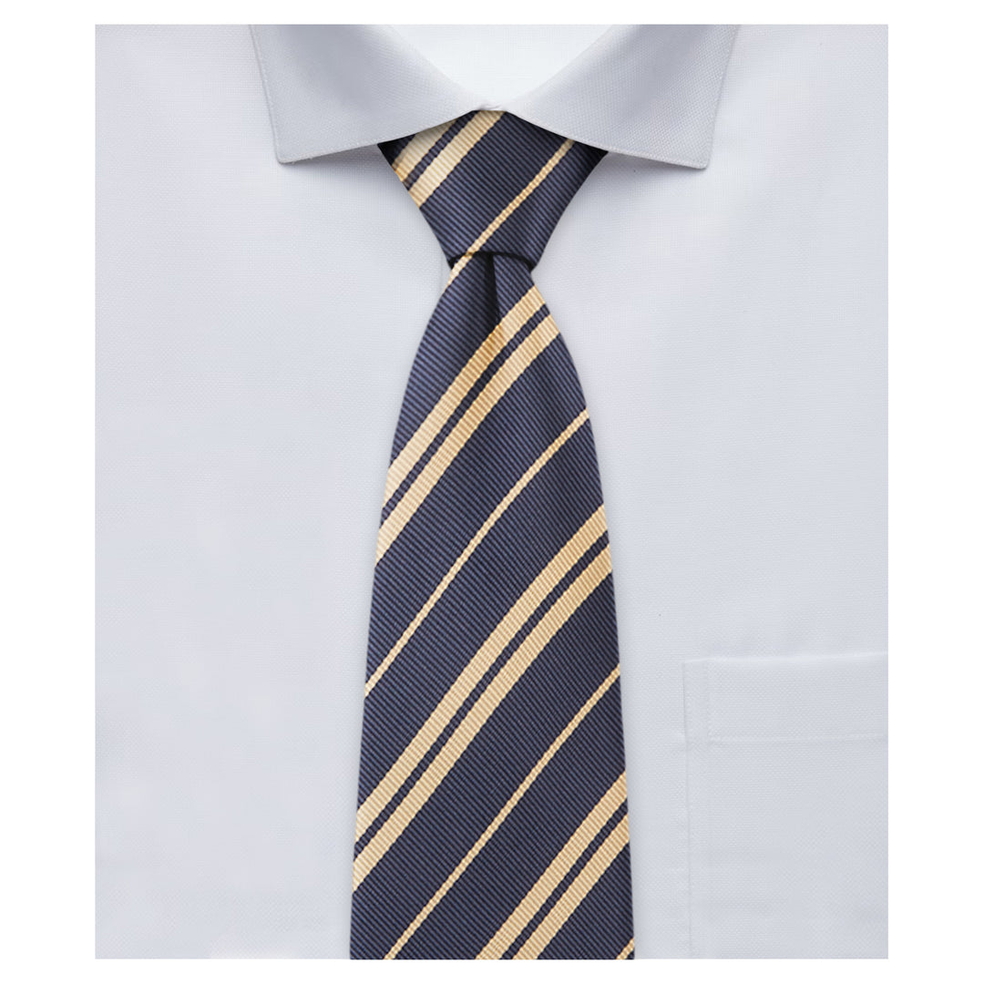 Kid's Prep Double Gold Stripe Tie - Navy
