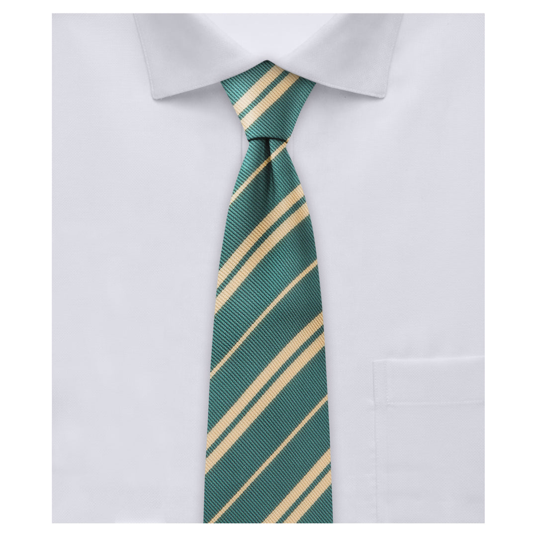 Double Gold Stripe Slim Tie - Hunter