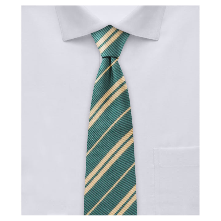 Double Gold Stripe Slim Tie - Hunter