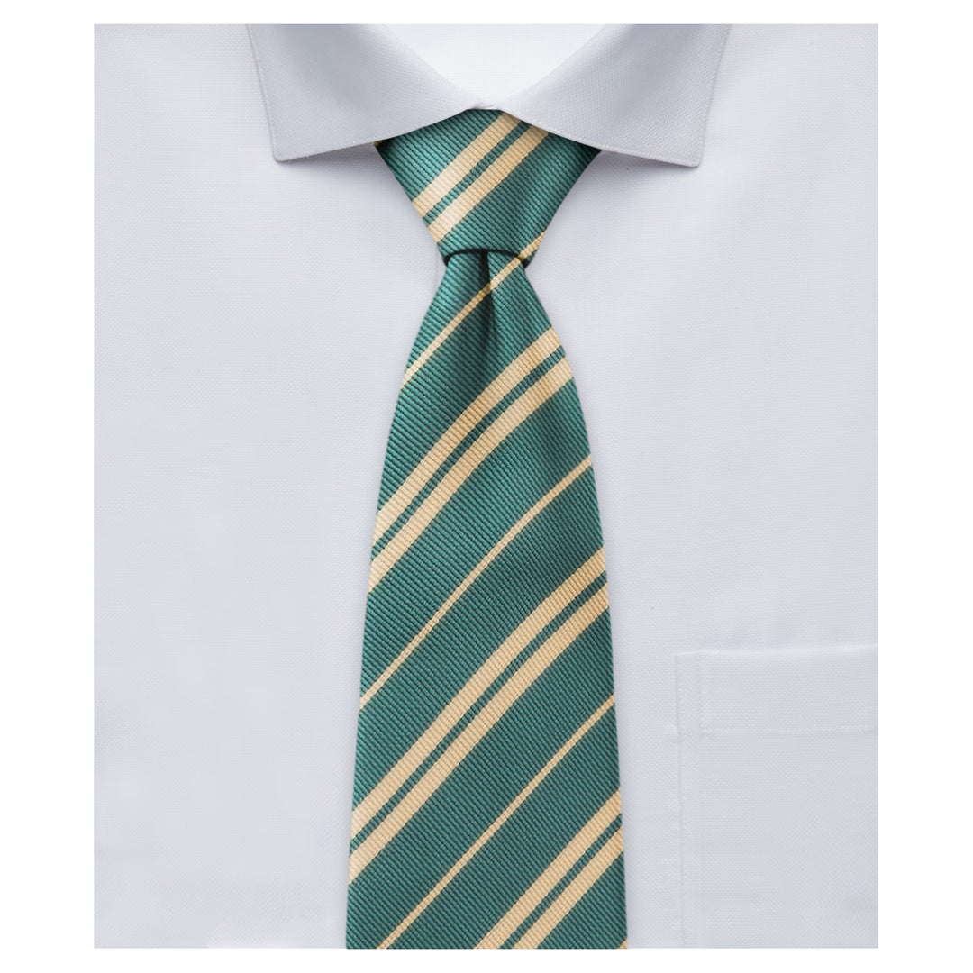 Double Gold Stripe Extra Long Tie - Hunter