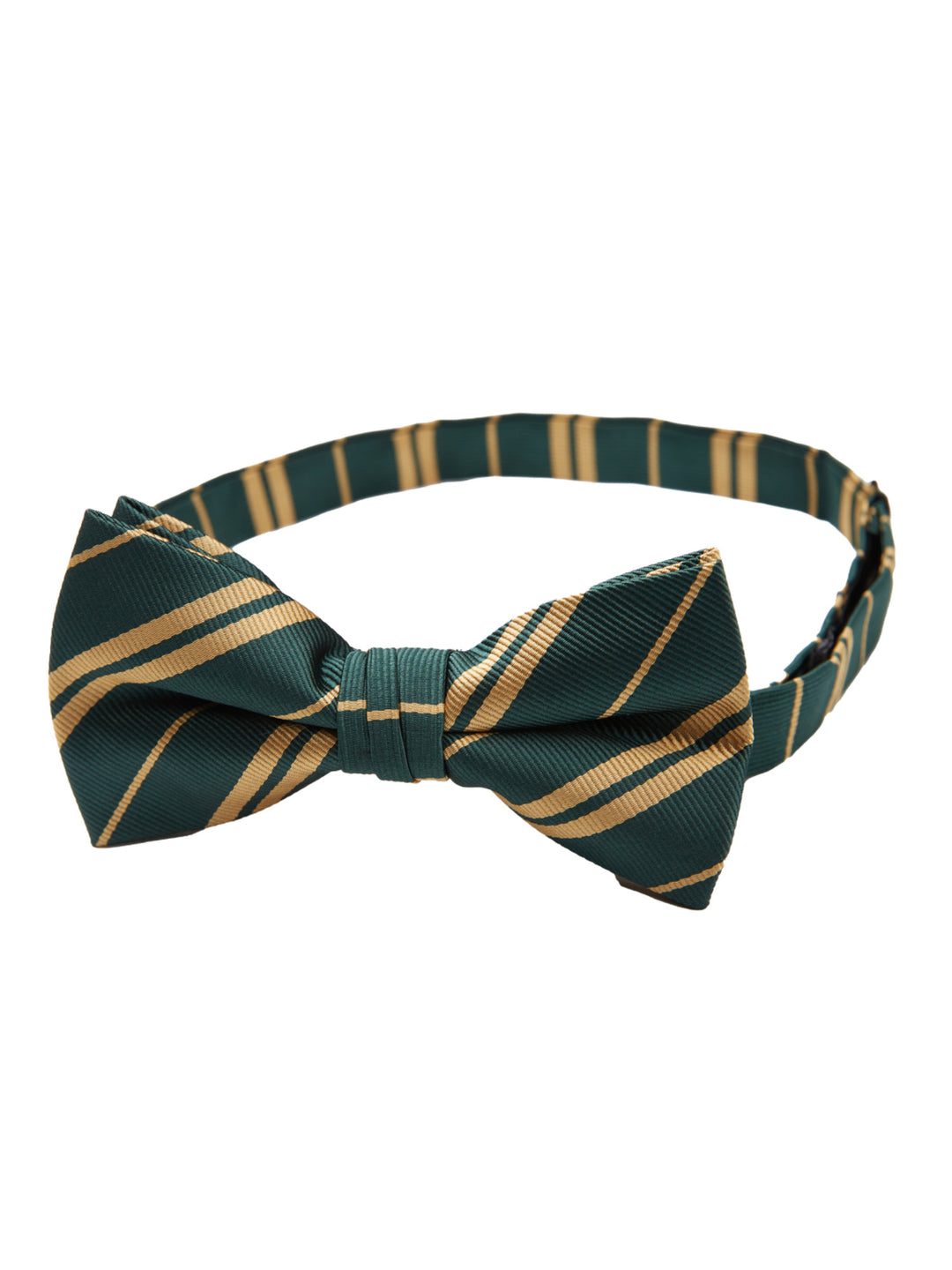 Double Gold Stripe Banded Bow Tie - Hunter