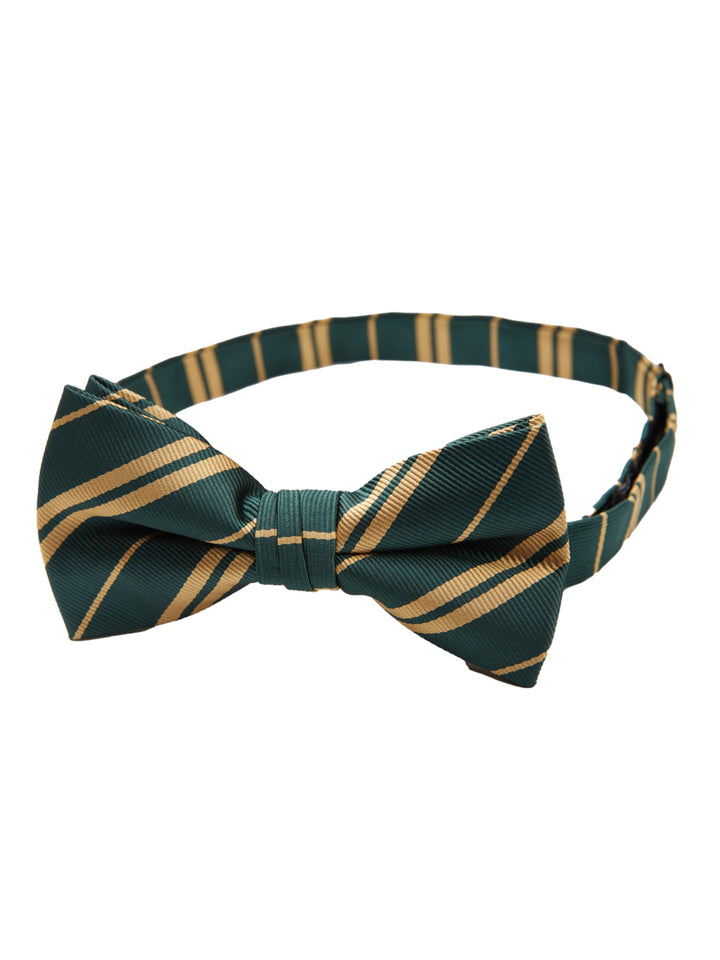 Double Gold Stripe Banded Bow Tie - Hunter