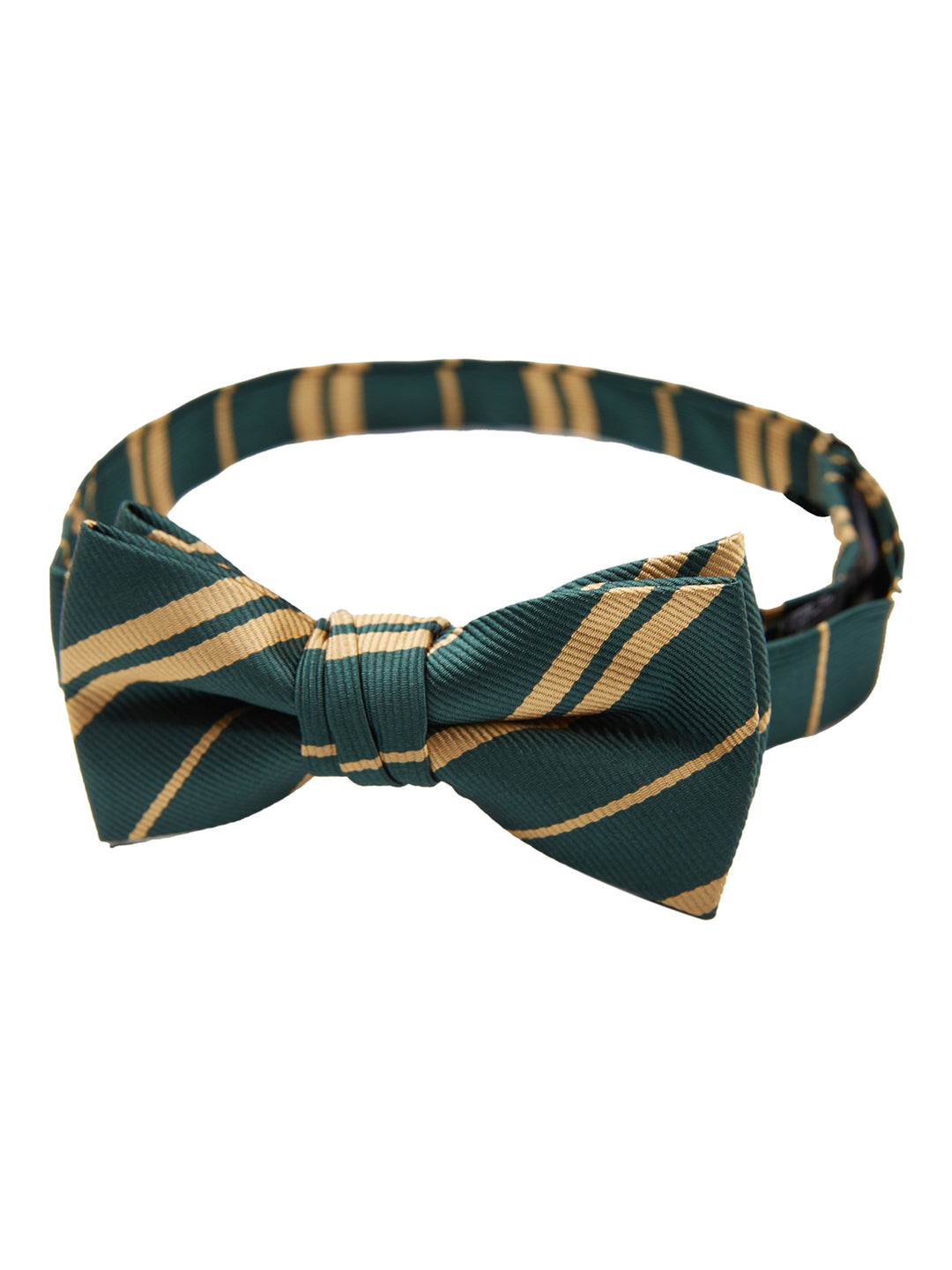 Kid's Double Gold Stripe Banded Bow Tie - Hunter