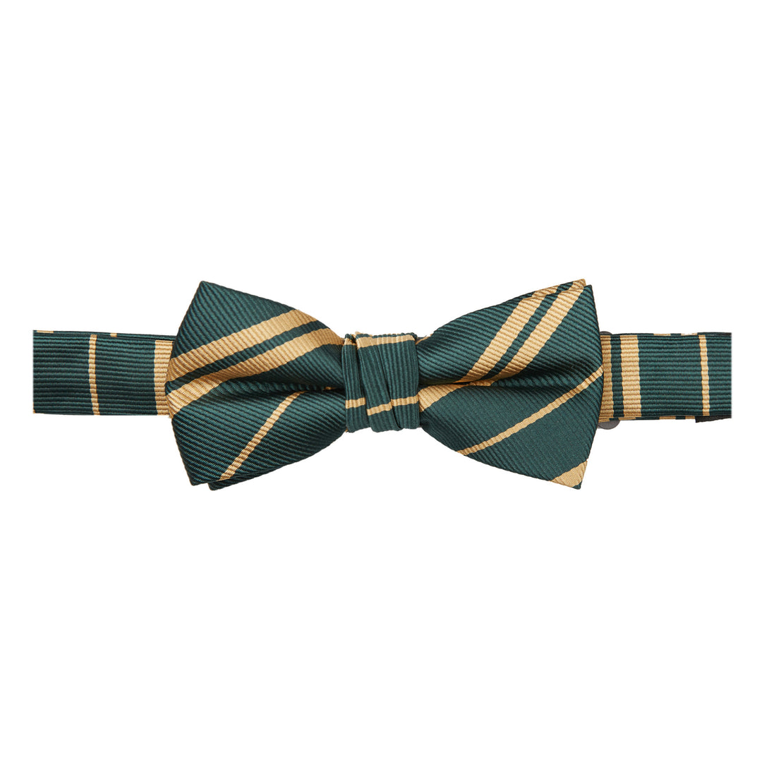 Kid's Double Gold Stripe Banded Bow Tie - Hunter