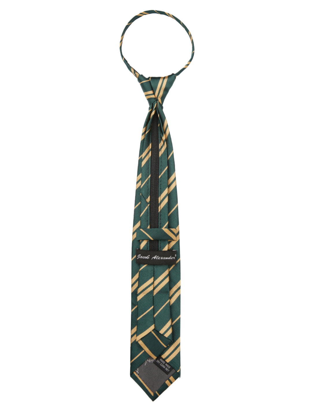 Kid's Double Gold Stripe 14" Zipper Tie - Hunter