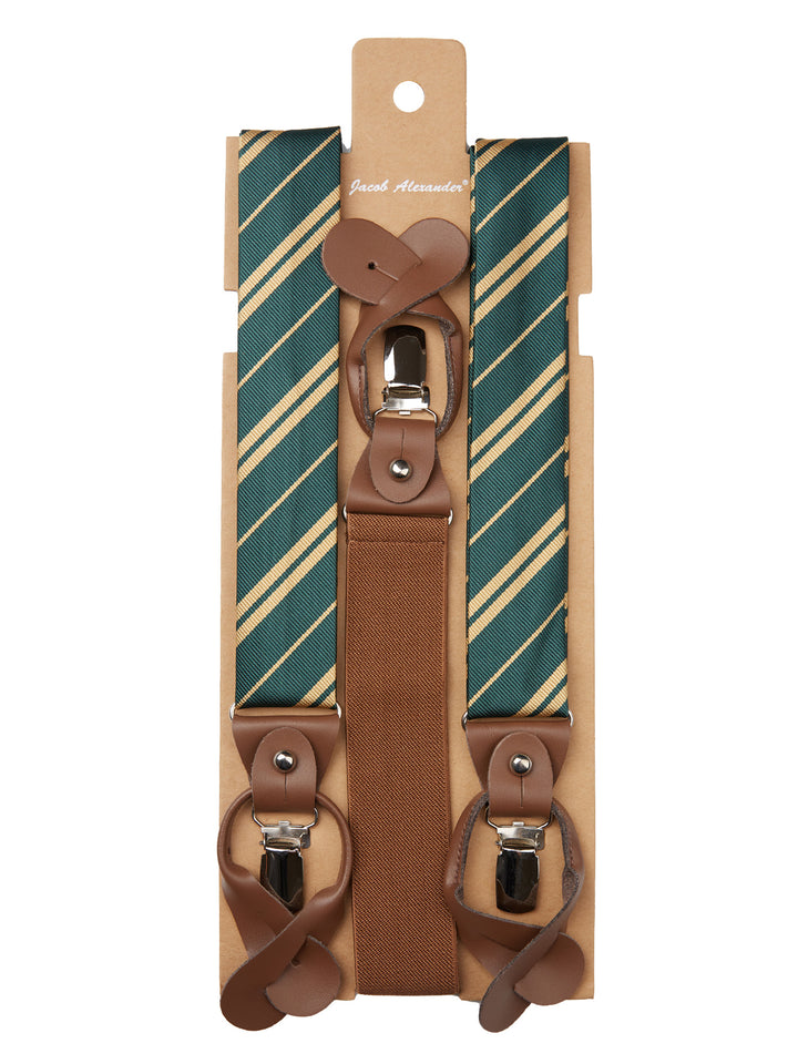 Double Gold Stripe Suspenders - Hunter