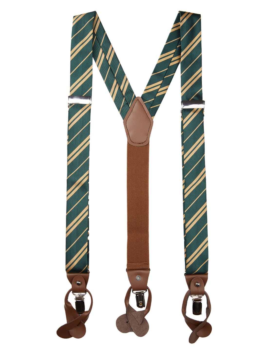 Double Gold Stripe Suspenders - Hunter