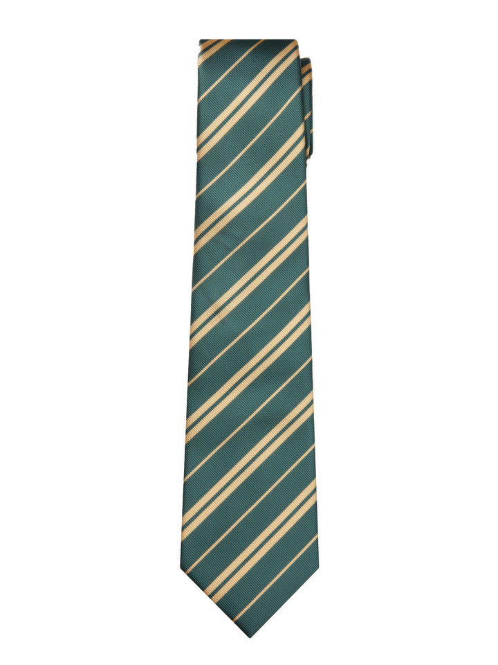 Double Gold Stripe Extra Long Tie - Hunter