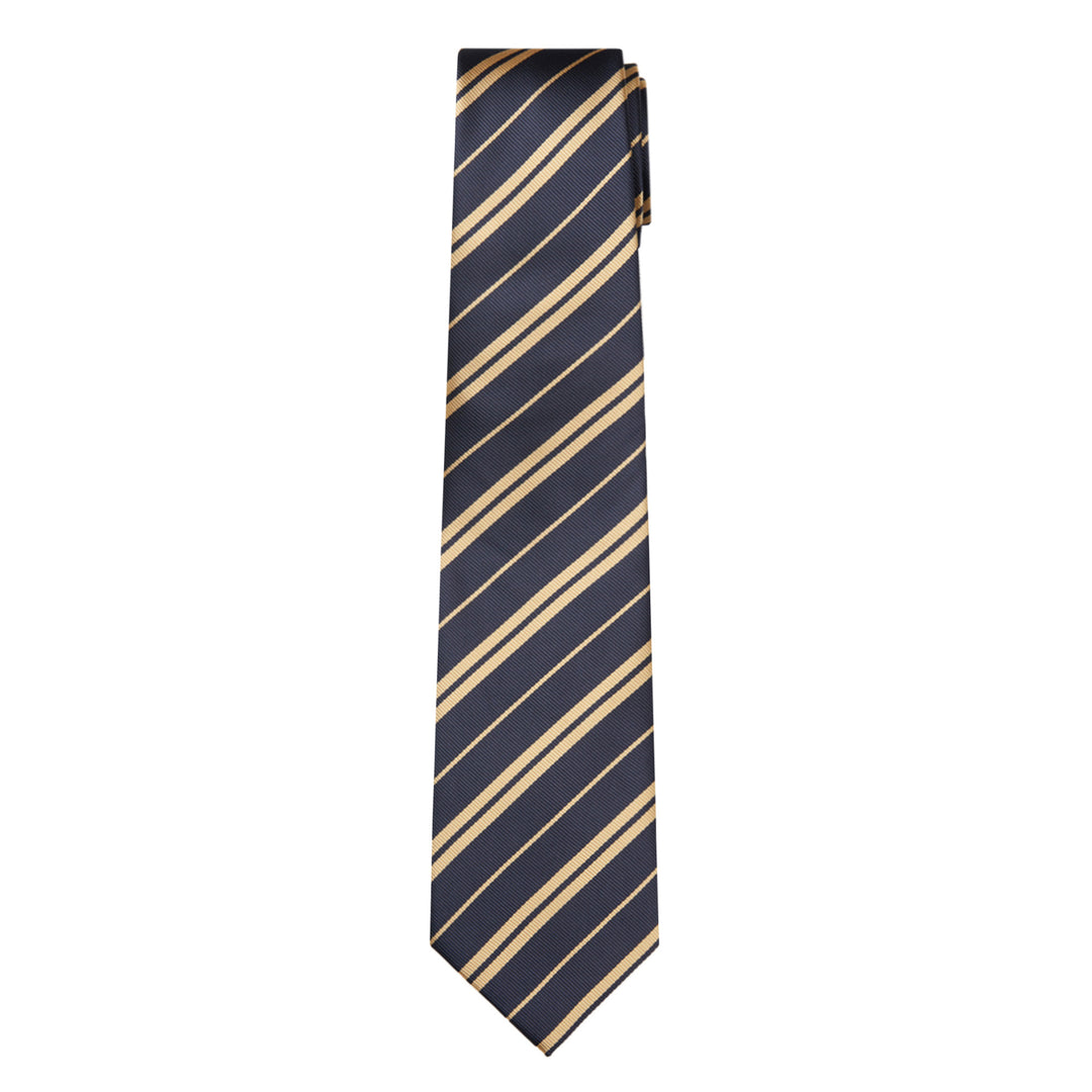 Double Gold Stripe Tie - Navy