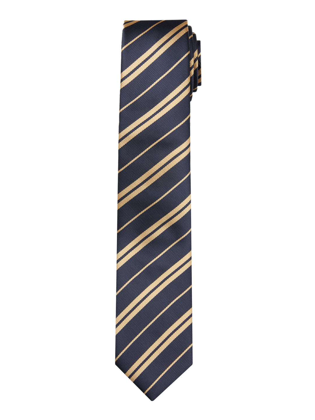 Kid's Prep Double Gold Stripe Tie - Navy