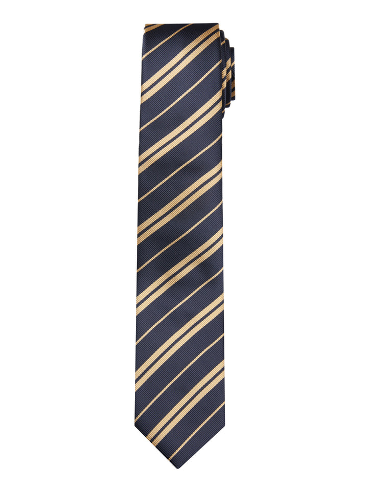 Kid's Prep Double Gold Stripe Tie - Navy
