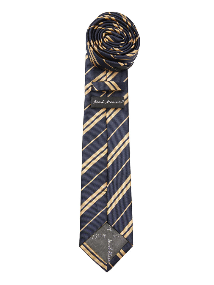 Kid's Prep Double Gold Stripe Tie - Navy