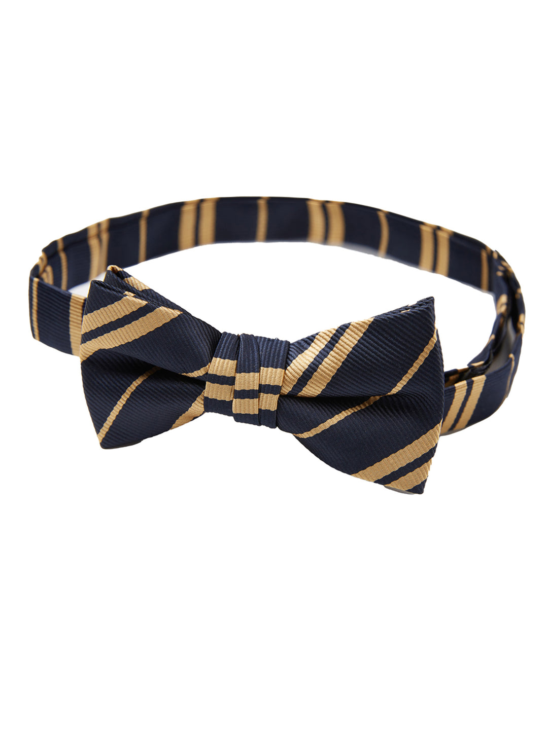 Kid's Double Gold Stripe Banded Bow Tie - Navy