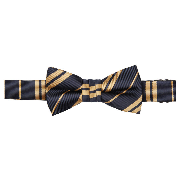 Kid's Double Gold Stripe Banded Bow Tie - Navy