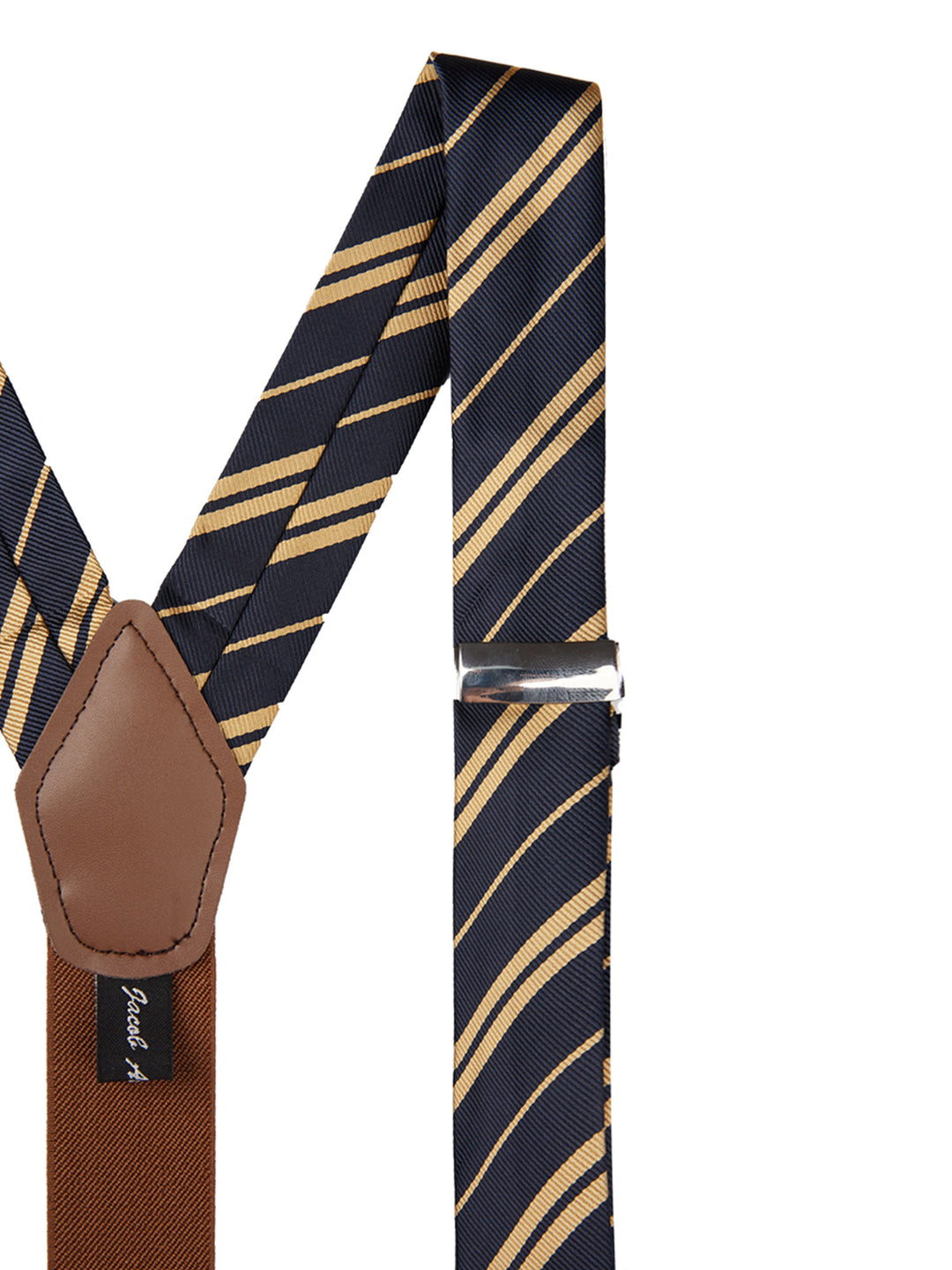 Double Gold Stripe Suspenders - Navy