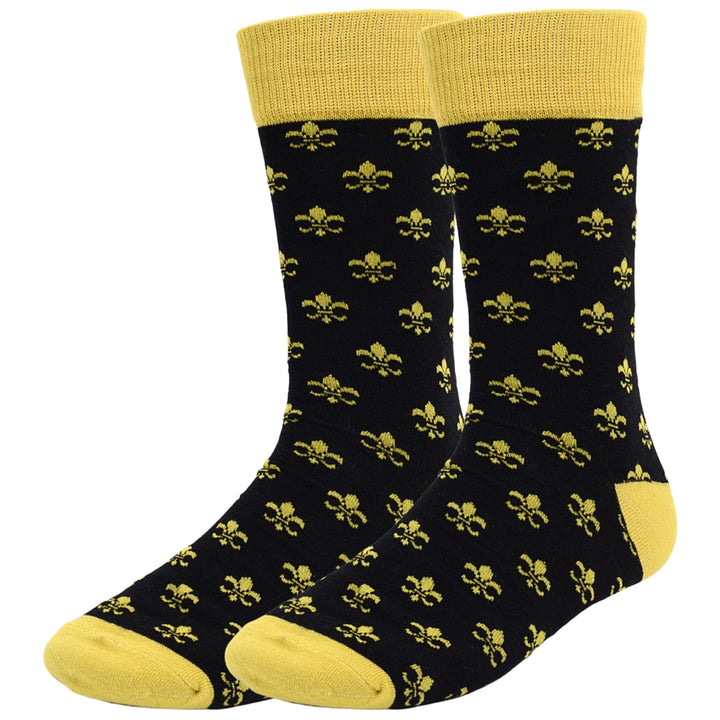 Fleur-de-lis Crew Novelty Socks - Black