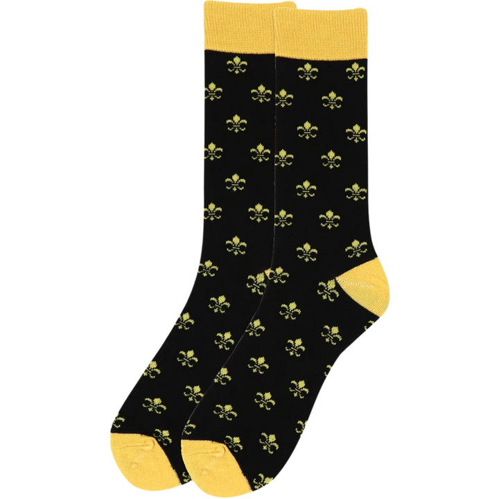 Fleur-de-lis Crew Novelty Socks - Black