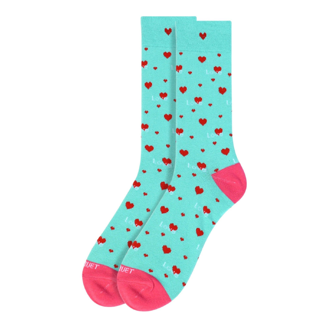 Valentine's Love Heart Premium Crew Novelty Socks - Mint