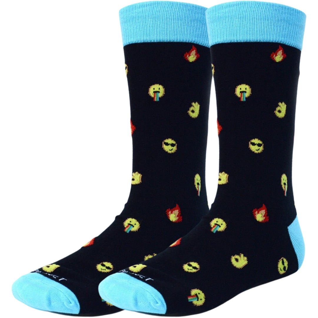 Rainbow Cool Ok Emoji Premium Crew Novelty Socks - Black