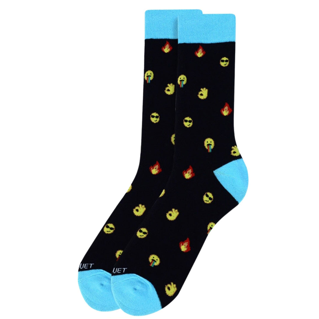 Rainbow Cool Ok Emoji Premium Crew Novelty Socks - Black