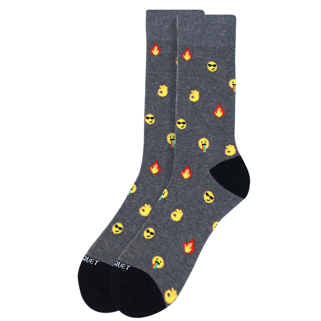 Rainbow Cool Ok Emoji Premium Crew Novelty Socks - Gray