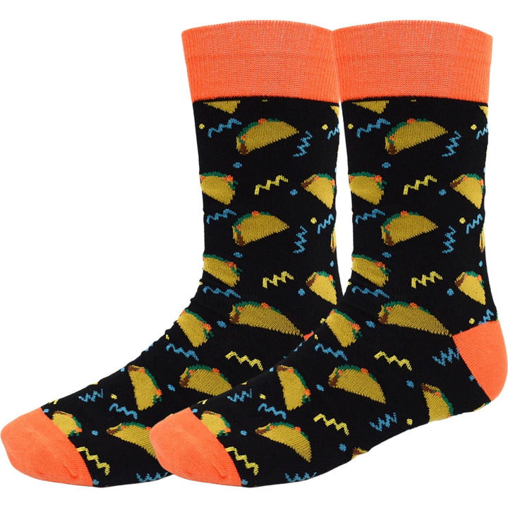 Taco Party Crew Novelty Socks - Black