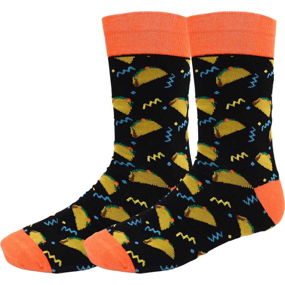 Taco Party Crew Novelty Socks - Black