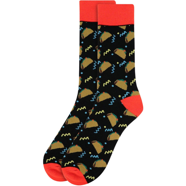Taco Party Crew Novelty Socks - Black